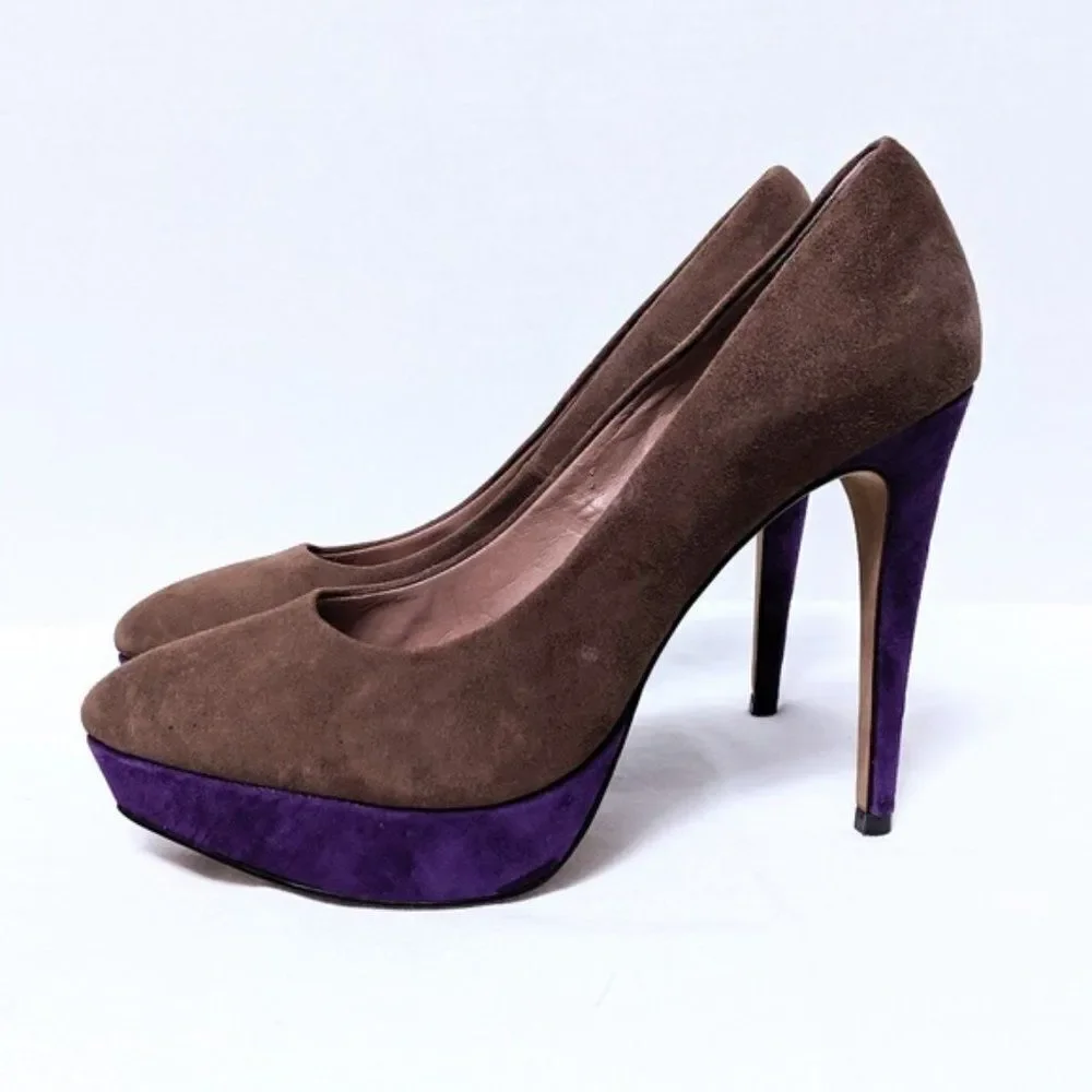 VINCE CAMUTO Ritz Suede Tan Platform Pumps 6.5